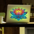 Sticker mandala lotus coloré et lumineux avec motifs géométriques sur ordinateur gris - 15x20CM Lumière Verte (fun-yg016)