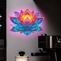 Adesivo murale mandala loto colorato luminoso con elegante effetto retroilluminazione LED - 15x20CM Luce Rosa (fun-yg016)