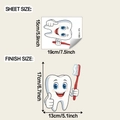 Dimensiones detalladas de la lámina y tamaño final del adhesivo dental animado fun-f1068 - Estilo de diente de dibujos animados (fun-f1068) / 15x19cm