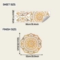 Dimensioni dettagliate del foglio e del risultato finale dell'adesivo murale mandala - Stile Mandala (fun-d85)