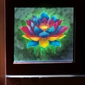 Adesivo artistico loto colorato per vetro con bordi neon ed effetto vernice su vetro - 20x20CM Luce Verde (fun-yg017)