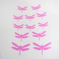 11-piece set of 3D pink dragonfly wall stickers and fridge magnets in various sizes - Pink Purple