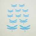 Set de 12 pegatinas de pared de libélula 3D azul claro en varios tamaños decorativas - Azul claro
