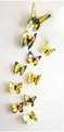 10er-Set gelbe und grüne 3D-Schmetterling-Wandtattoos mit realistischen Doppel-Flügeln - Magnet Gelb Mehrfarbig