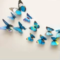 12er Set blaue 3D Schmetterling Wandaufkleber mit Magnet für realistische Wanddekoration - Magnet Blau Mehrfarbig