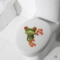 Funny 3D frog toilet lid decal featuring a green peeking frog design for bathroom decor - 3D Frog Style (M1-18 Spray)