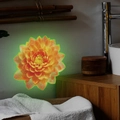 Luminous orange lotus flower wall decal with green glowing edges in modern bathroom - Orange Lotus Style (fun-yg042) / 20x20cm / Green