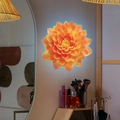 Luminous orange lotus flower wall sticker glowing on light wall above dressing table - Orange Lotus Style (fun-yg042) / 20x20cm / Blue