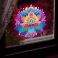 Adesivo per finestre mandala loto colorato con motivi floreali blu e rosa vivaci - 20x20CM Luce Rosa (fun-yg018)