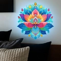 Adesivo murale mandala loto colorato in PVC di qualità per decorazione del soggiorno - 20x20CM Luce Blu (fun-yg018)