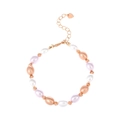 Elegant baroque pearl bracelet with rose gold beads and heart pendant for women - Multicolor Pearl Style / Multicolor (X641)
