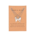 Silver hollow butterfly puzzle heart necklace set for best friends on card - Butterfly Wing Puzzle Card Style (2844)