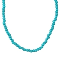 Beaded turquoise blue glasses and mask chain with small cylindrical handmade seeds - Blue Green Style