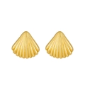 Boucles d'oreilles puces coquillages dorées élégantes avec texture vintage minimaliste - Clous d'oreilles style coquille Saint-Jacques (M-646)