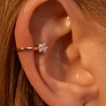 Elegant rose gold ear cuff with snowflake flower pattern and sparkling zircons - 14 Rose Gold Style (6977 Single)