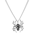 Minimalist punk spider pendant necklace in vintage silver finish with mesh texture - Antique Silver Realistic Spider Necklace (M-765)