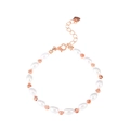 Elegant baroque pearl bracelet with rose gold beads and heart charm detail - Heart Pendant Style / Rose Gold
