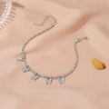 Elegant silver butterfly rhinestone anklet with sparkling crystal charms for beach - Butterfly Charm Style (5 Butterflies) / White K / Silver