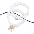Handmade baroque pearl bracelet set featuring blue heart and bow enamel charms - Blue Pendant Set (6579) / Green