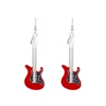 Orecchini a sospensione a forma di chitarra elettrica rossa punk con ganci in argento - Rosso+Nero (05 Bianco K M-804)