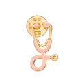 Spilla a stetoscopio in smalto dorato e rosa per personale medico e infermieri - Stetoscopio Rosa Base Oro (M-666)