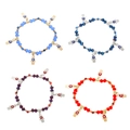 Colorful resin bead bracelet set featuring evil eye charms and hamsa hand pendants - KC Gold Multicolor (WG-0644)