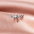 Gothic bat-shaped ear cuff in vintage silver finish with detailed textured wings - Antique Silver