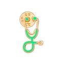 Spilla a stetoscopio in smalto verde stile Doctor Who con finitura in metallo dorato - 06 Kc Oro + Verde M-665
