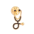 Spilla stetoscopio creativa dorata con smalto nero per professionisti medici - 08 Kc Oro + Nero M-667