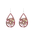 Waterdrop wooden earrings with laser-cut flower vase and Easter egg pattern in burgundy - Floral Egg Style (4977406961253) / 03 Matte Light Gray