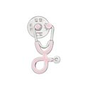 Pink enamel stethoscope brooch pin with silver metal frame for doctors and nurses - 10 White K + Pink M-669