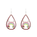 Orecchini pendenti in legno con arcobaleno, orecchie di coniglio e motivi di uova pasquali - 06 Rosso Arancio