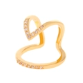 Double-layered golden nail ring with geometric V-shape design and sparkling cubic zirconia - Double Layer Irregular (K-515) / KC Gold