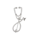 Polierte silberne Stethoskop Brosche mit minimalistischem Metallfinish für Ärzte - Silberner Stil (X930)