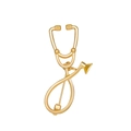 Poliertes Gold Stethoskop Brosche Mediziner Pin mit realistischem Metalldesign und Verschluss - Kc Gold X932 / Legierung