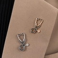 Broche de estetoscopio esmaltado en plata y oro rosa para ropa profesional - Oro KC + Plata (2 Piezas)