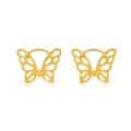 Minimalist gold butterfly wing hoop earrings with a hollow geometric metal design - Gold Imitation