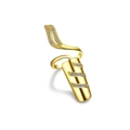 Golden geometric nail ring with triple-row diamond inlay for a trendy manicure look - Streamlined Row Zirconia (x355) / KC Gold