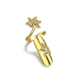 Golden flower-shaped nail ring with crystals and rhinestones for an elegant look - Six-Petal Flower (x3401) / KC Gold