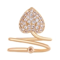 Rose gold heart ring with micro-pave crystals and a unique double-spiral band design - Heart Spiral (4790) / KC Gold