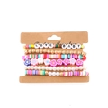 Colorful clay bead bracelet set with LOVE BABY letter charms and boho flower beads - Clay Flower Letter Style / 01 Multicolor (LOVE BABY)