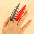 Gothic geometric nail rings in metallic black and bright red with pointed design - Pointed Nail Ring 2-Piece Set / Two-Piece Set / Red & Black Combination