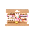 6-piece colorful clay bead bracelet set with smiley face and LOVE heart charms - 02 Multicolor (LOVE)