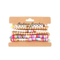Summer colorful clay beaded bracelet set with LOVE BABY letters and golden heishi beads - Colored Heishi Letter Style / 03 Multicolor (LOVE BABY)