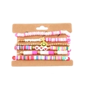 5-piece set of colorful clay beads bracelets with smiley faces and golden stars - Smiley Star Pendant Style / 05 Multicolor (Smiley/Star)