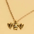 Gothic gold bat necklace with detailed wings on an O-chain for Halloween styling - Antique Gold