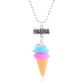 Süße Eistüten-Halskette für Mädchen mit Forever-Anhänger und bunter Perlenkette aus Silber - Forever Stil / bunt