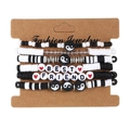 Black and white 6-piece clay bead bracelet set featuring Best Friend letter beads and yin yang charms - 09 Black (BEST FRIEND)