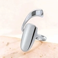 Silver geometric nail ring with adjustable open design and high polished finish - Polished Oval (9440) / White Gold
