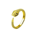 Adjustable golden snake ring with detailed scales and black gemstone eyes for men and women - Antique Gold With Eye Rhinestone (12 X432)
